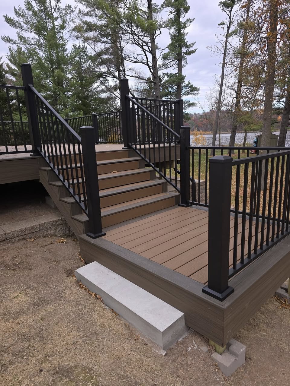 A completed deck project by the T&A Contracting crew